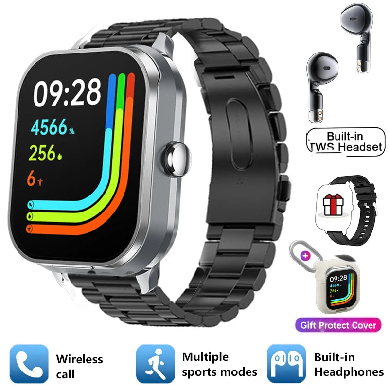 2024 New NFC Smart Watch TWS 2-in-1 Bluetooth Earphones Bluetooth Call Movement Track Tracker Men's and Women's Smart Watches