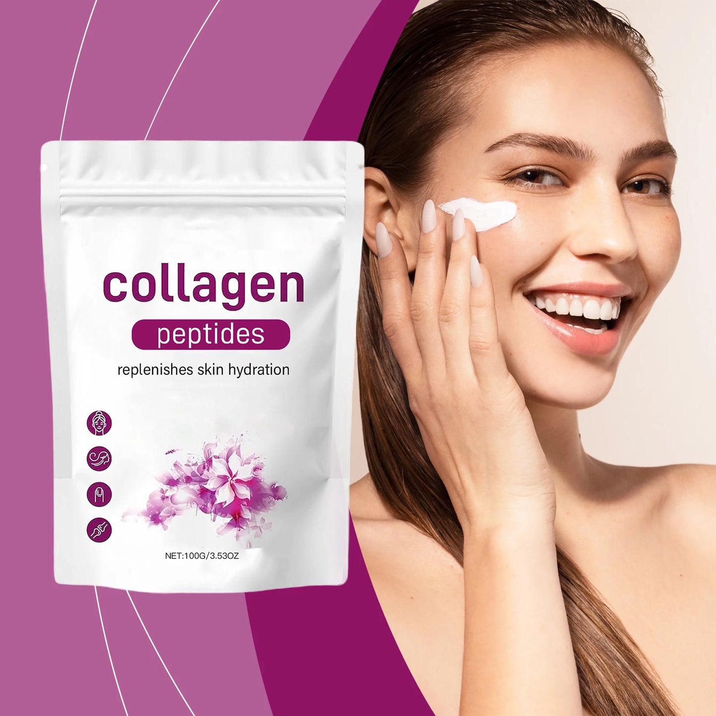 Collagen Peptide Mask Powder Reduce Wrinkle Tighten Skin Enhance Elasticity Moisturize Brightening Firm  Smooth Face Mask Powder