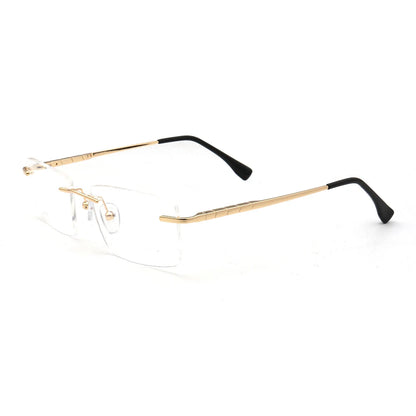 Men Rectangular Rimless Eyeglass Frames for Men Square Business Metal Optical Glasses Frames Light Spectacles Gold Silver Black