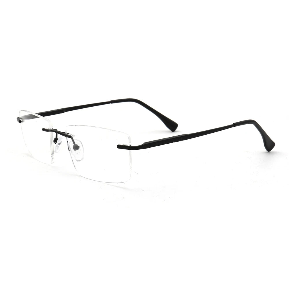 Men Rectangular Rimless Eyeglass Frames for Men Square Business Metal Optical Glasses Frames Light Spectacles Gold Silver Black