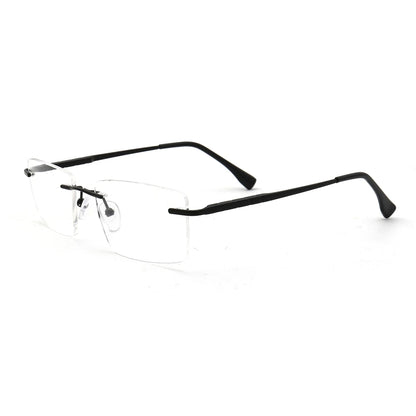Men Rectangular Rimless Eyeglass Frames for Men Square Business Metal Optical Glasses Frames Light Spectacles Gold Silver Black