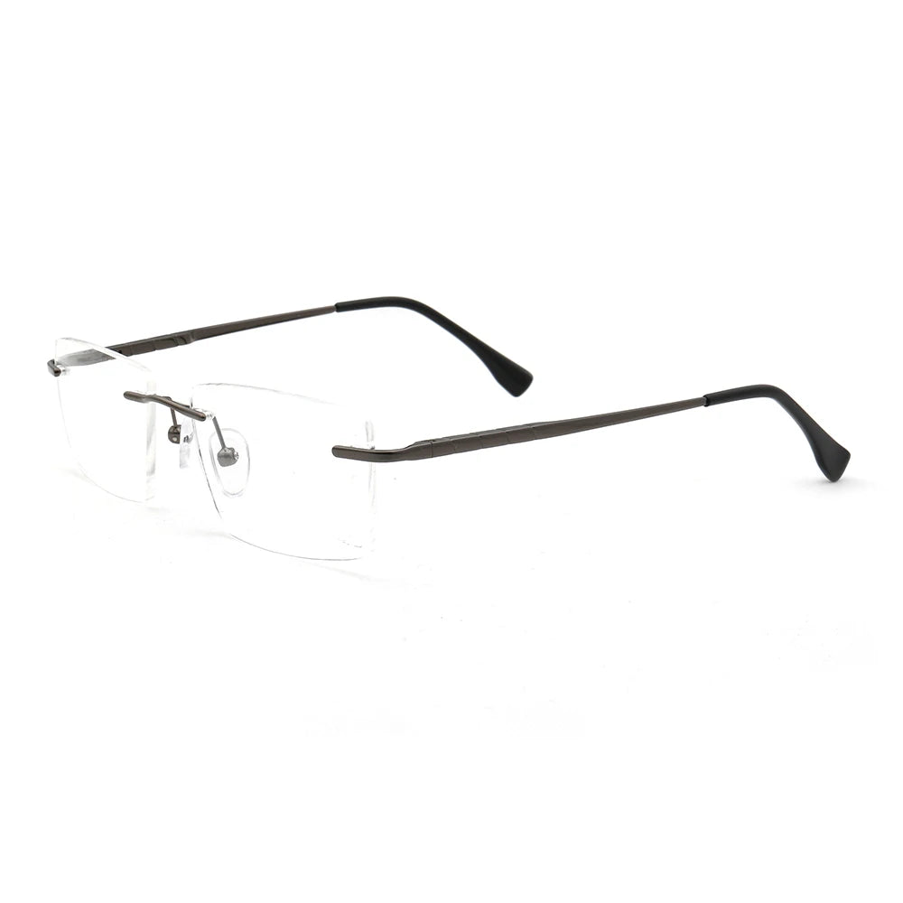 Men Rectangular Rimless Eyeglass Frames for Men Square Business Metal Optical Glasses Frames Light Spectacles Gold Silver Black