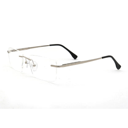 Men Rectangular Rimless Eyeglass Frames for Men Square Business Metal Optical Glasses Frames Light Spectacles Gold Silver Black