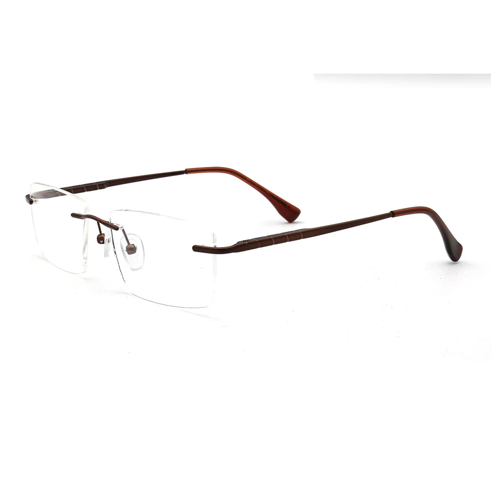 Men Rectangular Rimless Eyeglass Frames for Men Square Business Metal Optical Glasses Frames Light Spectacles Gold Silver Black