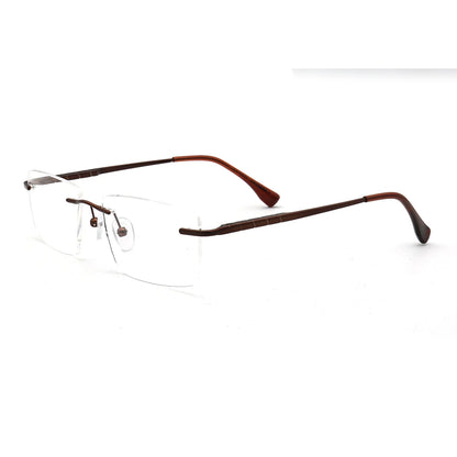 Men Rectangular Rimless Eyeglass Frames for Men Square Business Metal Optical Glasses Frames Light Spectacles Gold Silver Black