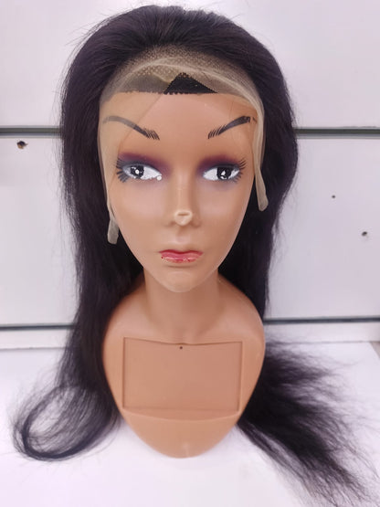 Original 22 inch.  100% Human Hair Straight Lace Front Wig – Natural Black | Soft, Silky & Long Lasting