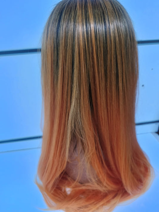 Honey Blonde Ombre Straight Lace Front Wig – Semi Human Hair