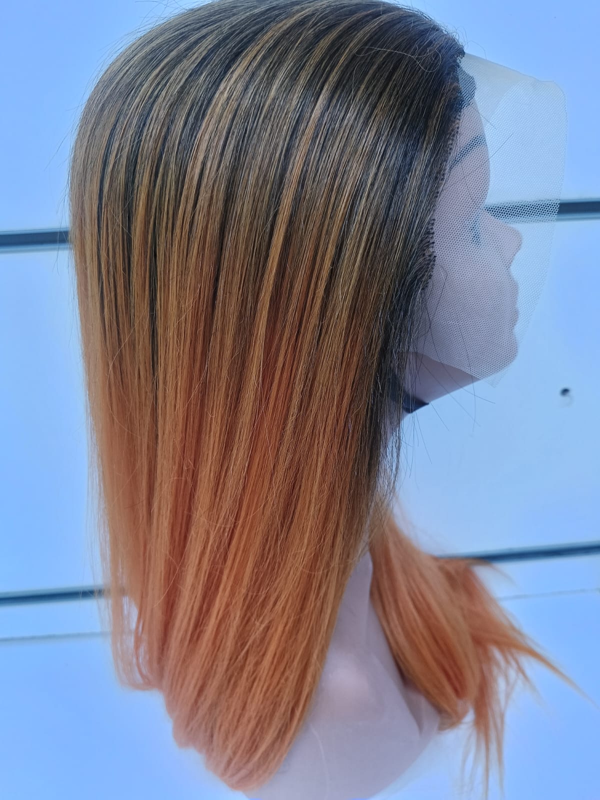 Honey Blonde Ombre Straight Lace Front Wig – Semi Human Hair