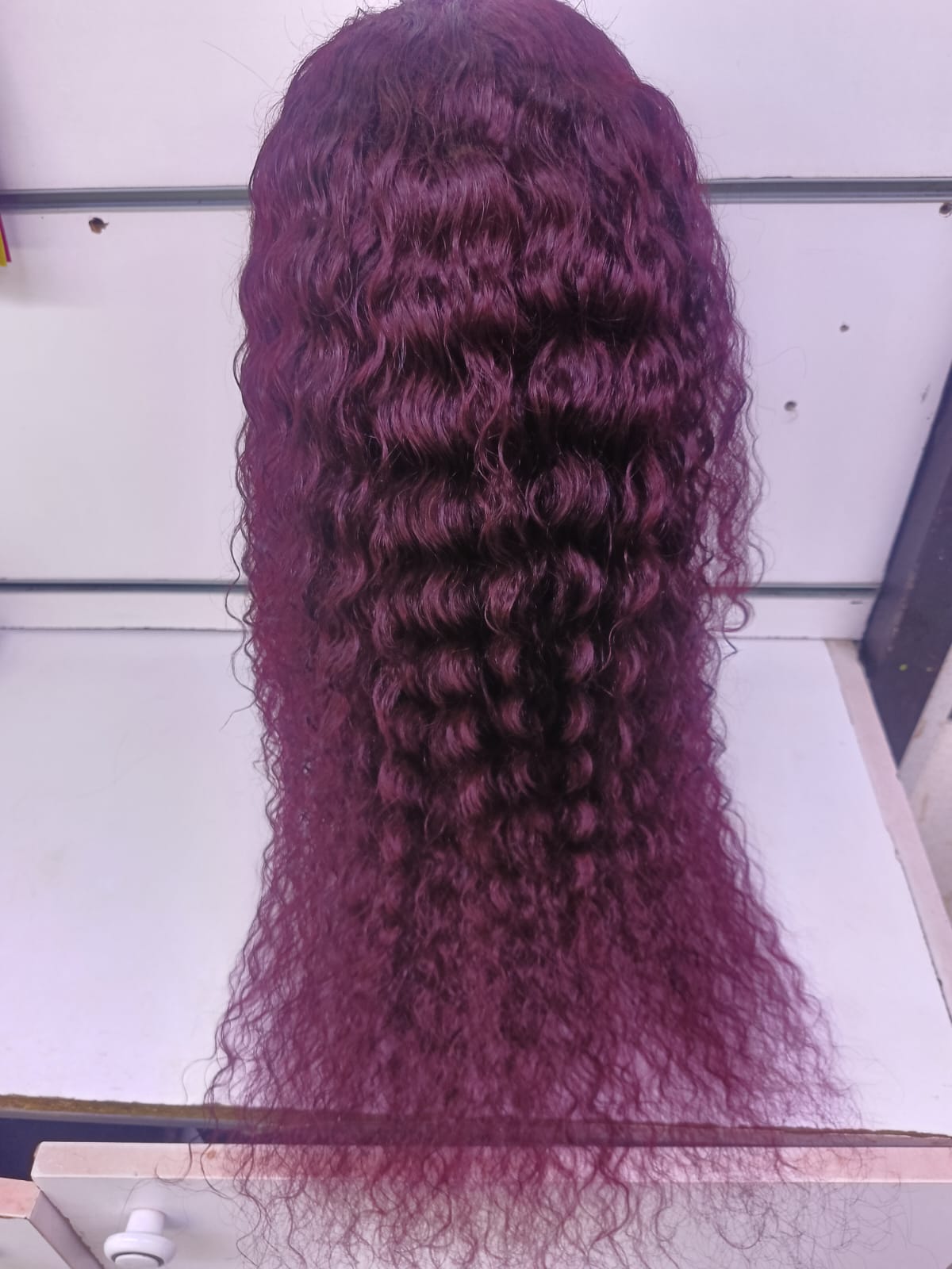 28-Inch Original Human Hair Deep Wave Lace Front Wig – Burgundy