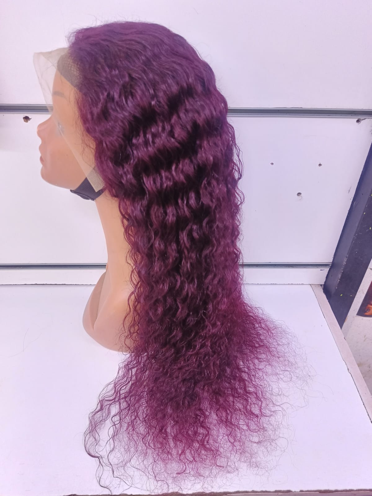 28-Inch Original Human Hair Deep Wave Lace Front Wig – Burgundy