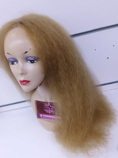 Semi Human Blonde Kinky Straight Wig – Natural Volume & Everyday Glam
