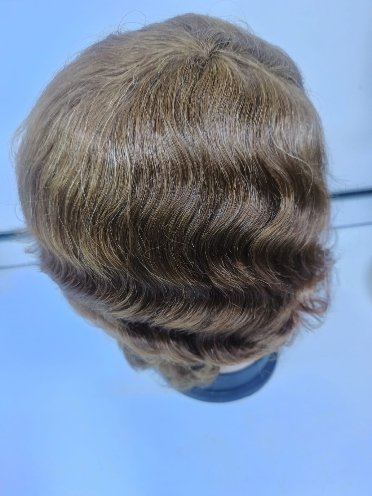 Short Layered Human Hair Wig with Soft Natural Waves & Side-Swept Bangs