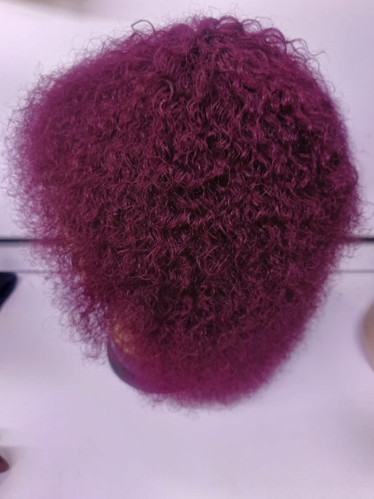 Royal Burgundy Afro Curls – Premium Semi-Human Curly Wig
