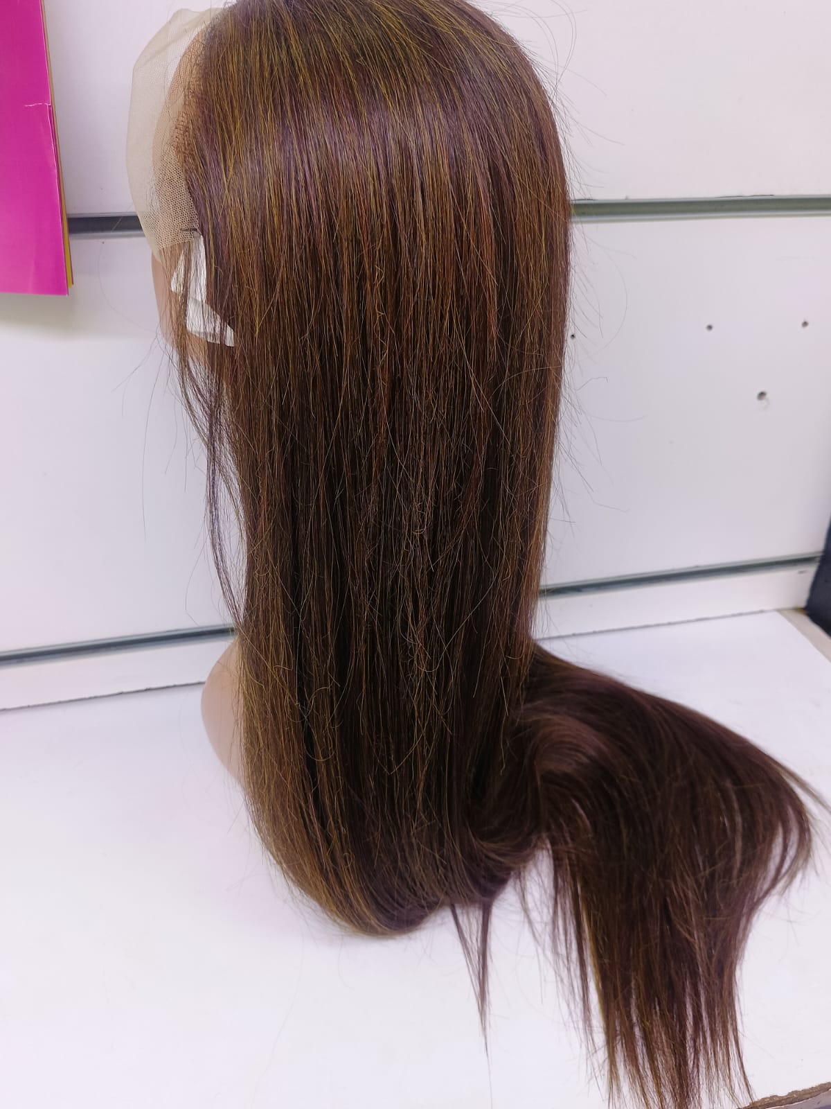 Semi Human Straight Highlight Wig – Natural Brown