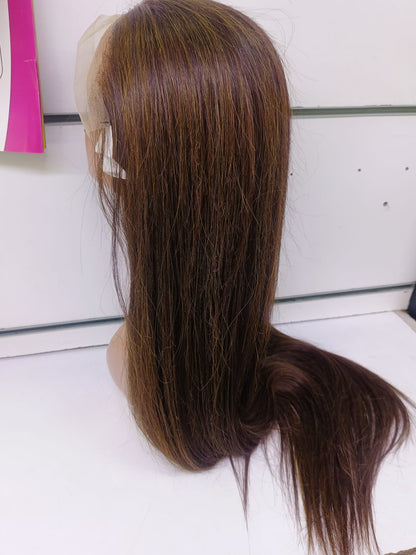 Semi Human Straight Highlight Wig – Natural Brown