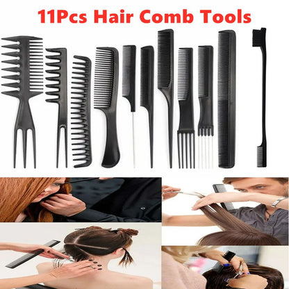 11Pcs Hair Comb Hairdresser Brush Black Plastic Hairbrush Hair Styling Tail Comb Mini Salon Hair Tools