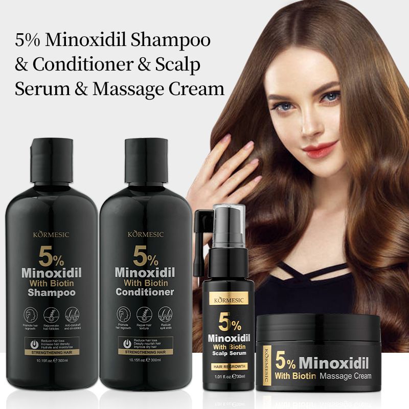 4PCS set KORMESIC 5% Minoxidil shampoo Conditioner Shampoo Repair Hair Damage Promote Hair Growth