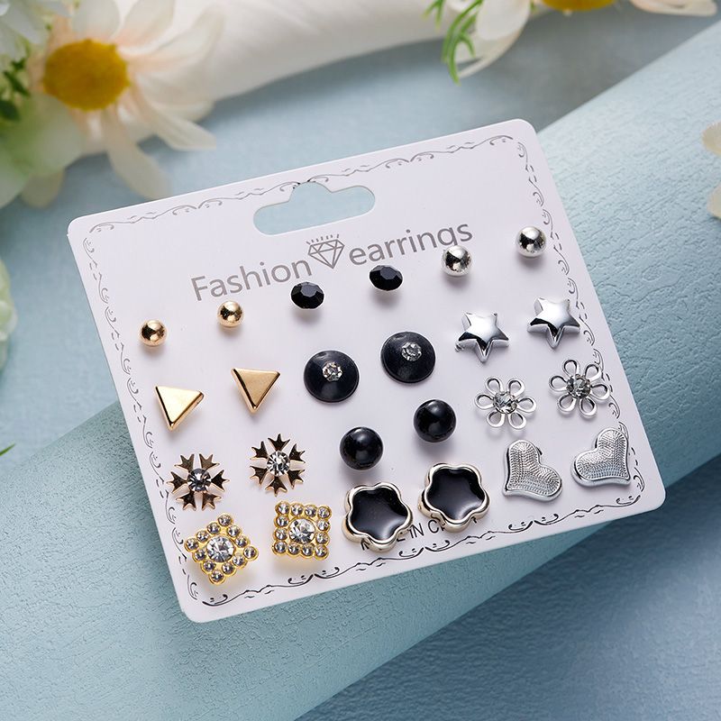 New Paper Card Earrings Set Beautiful Delicate Earrings Set 12 Pairs Affordable Set Diamonds Flowers Hearts And More