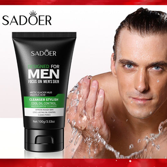 Men's specific facial cleanser for removing blackheads, shrinking pores, refreshing, oil controlling, oil removing, moisturizing, deep cleansing 100g