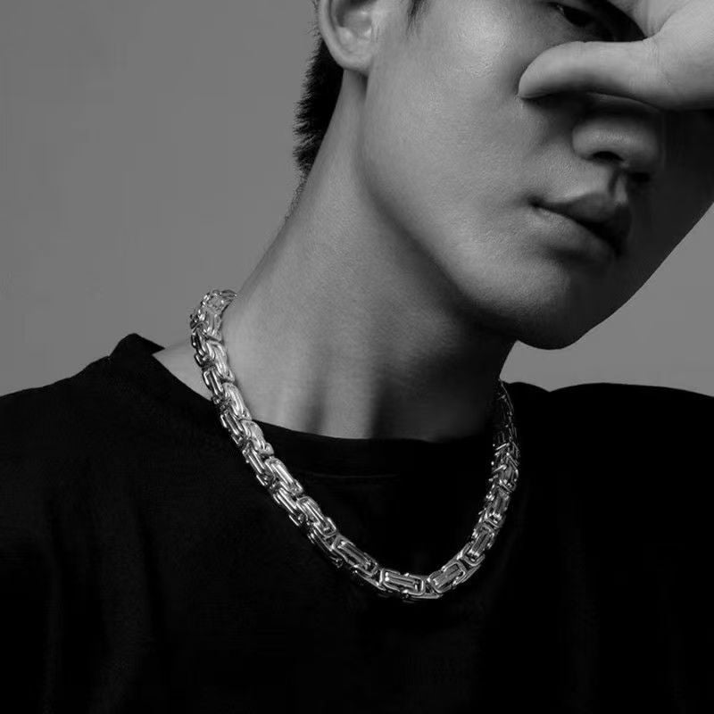 Aesthetic silver chain man chunky necklace or bracelet Byzantine Link chain for man rapper hip hop chain necklace stainless steel no fade necklace chain accessory jewelry for men