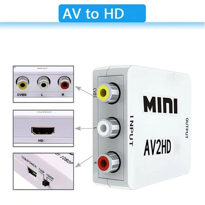 AV to HDMI-compatible Converter AV/CVSB L/R Video Box HD 1080P 1920*1080 Support NTSC PAL Output AV To HDMI-compatible