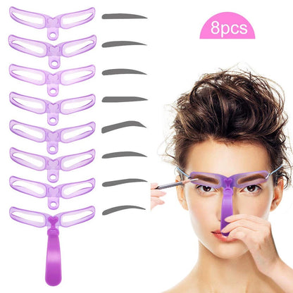 8PCS Eyebrow Shaper Makeup Template Eyebrow Grooming Shaping Stencil Kit DIY Eyebrow Template Reusable 8 in1 Eyebrow Shaping