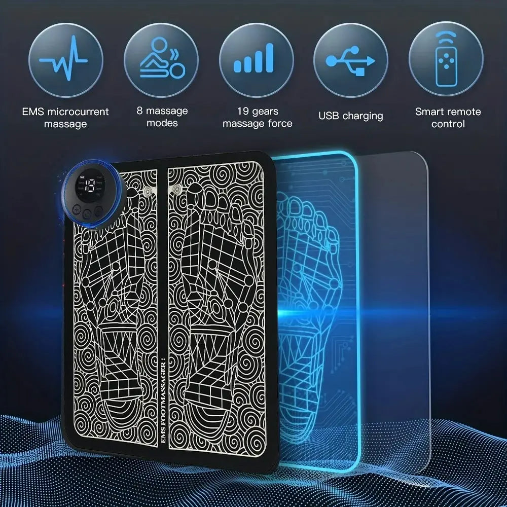 USB EMS Foot Massager Pad Portable Foot Care Massage Mat Pulse Muscle Stimulation Improve Blood Circulation Relieve Fatigue Relax Feet Footmassager Pad