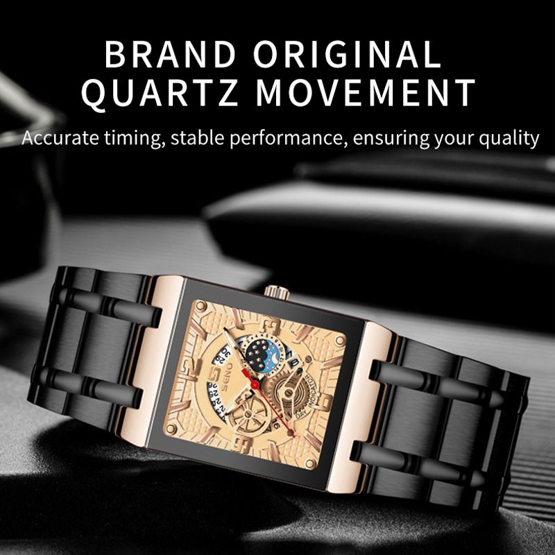 Luxury Business Stainless Steel Quartz Watch for Man Fashion Men's Calendar Square Sports Casual Wristwatch Female Girl Watches