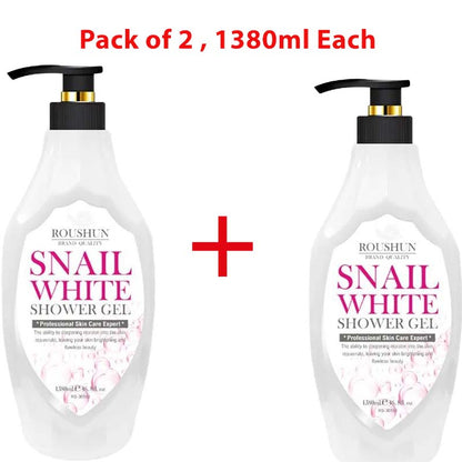2 Packs Roushun Snail White Shower Gel -1380ml X 2 Body Fast Whitenng Shower Gel Deeply Cleanses Rich and Creamy blend Softer Skin After Wash Roushun Snail White Shower Gel 1380ml X 2