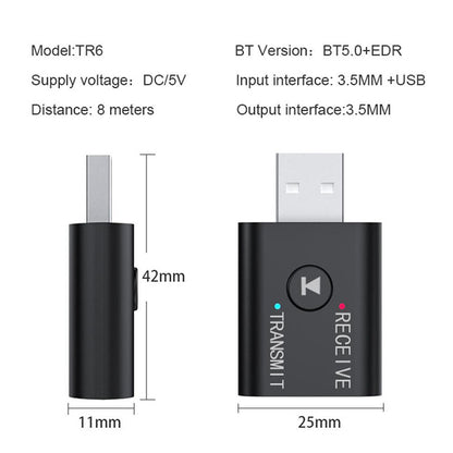 2 In1 USB Wireless Bluetooth Adapter 5.0 Transmitter Bluetooth for Computer TV Laptop Speaker Headset Adapter Bluetooth Receiver USB Music Dongle Adapter For Car Speaker PC
