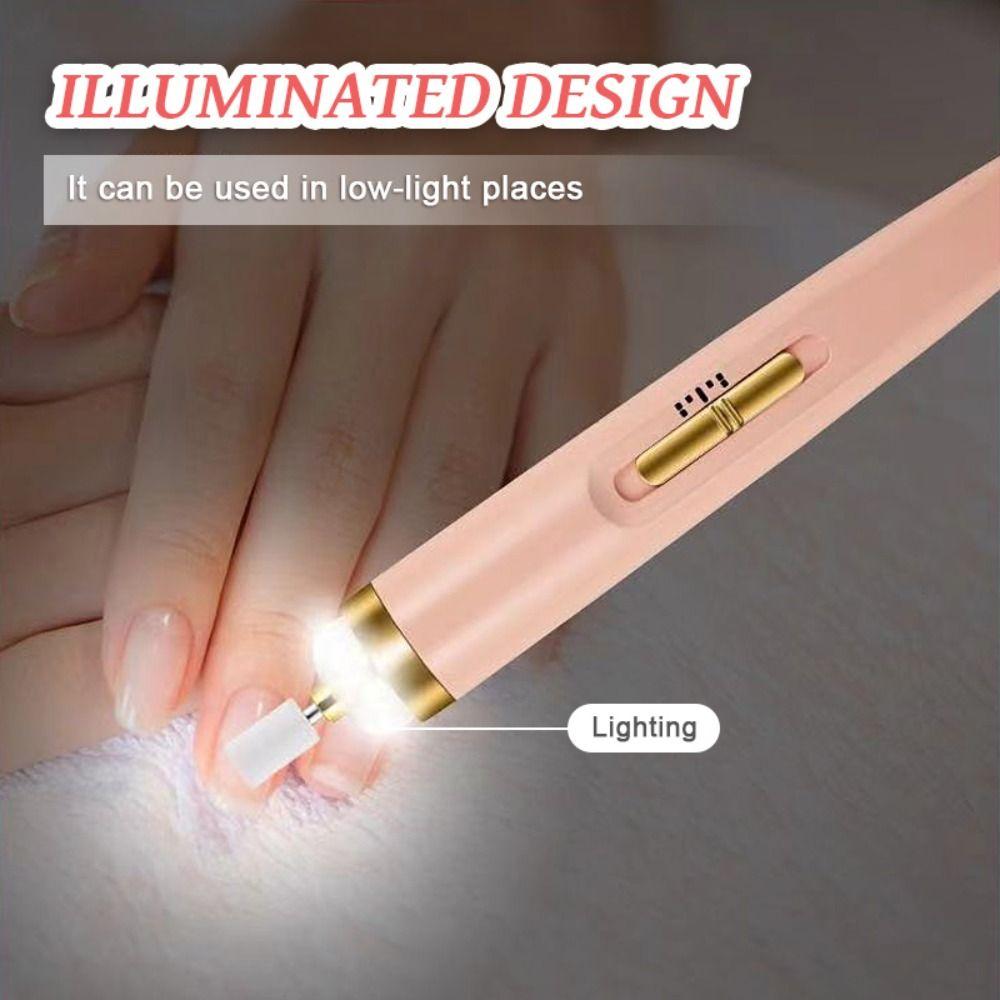 5 in 1 Electric Manicure Drill With Light Portable USB Professionals Pedicure Polishing Nail Grinder Nail Drill Sander Machine Nail Files Polishing Machine Manicure Nail Tools Kit