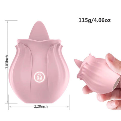 Rose Tongue Licking Vibrator Sex Toy Clitoral Sucker Clit Nipples Anal Stimulator Compact Adult Foreplay Solo Play Game Masturbation Gift for Women Ladies Couples