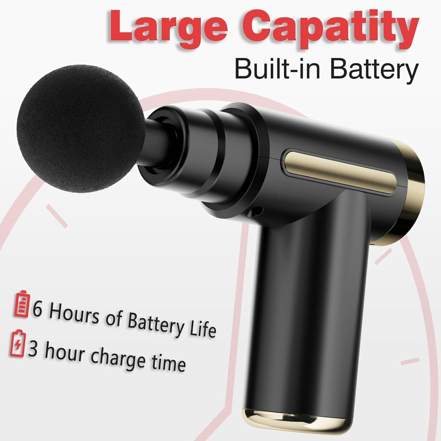 Mini Massage Gun, Percussion Deep Tissues Muscle Massager Gun with 6 Speeds, Type-C Charging, 35DB Ultra Quiet, Portable Electric Handheld Body Massager for Back Neck Pain Relief