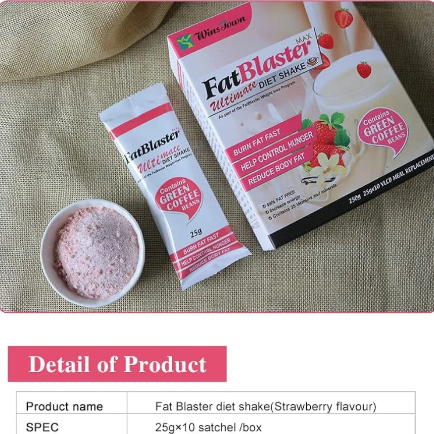 Wins Town Fat blaster Diet Shake , Weight Loss Slimming Meal Replacement with green coffee, Strawberry Flavor