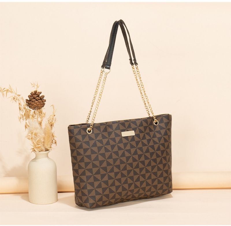 Geometric print Women's new fashion generous sequin embellished chain shoulder bag