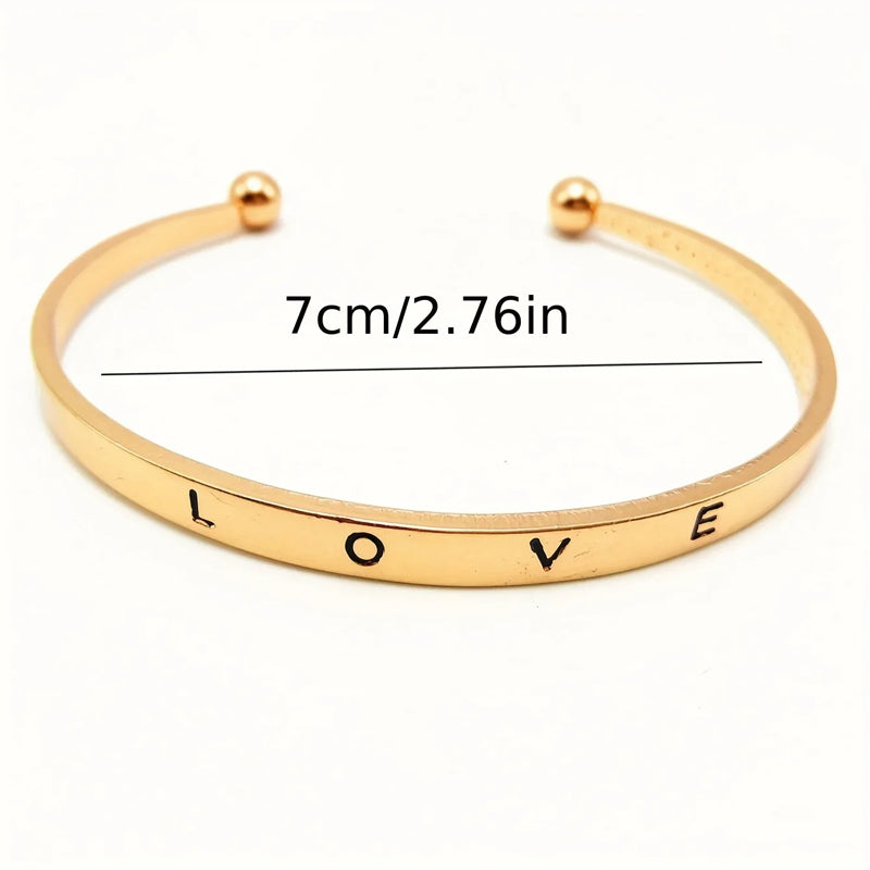New Arrivals 2pcs Women's Quartz Watch+LOVE Bracelet Set Fashion Lady Wrist Watches Simple Digital Stainless Steel Band Watches Gift For Valentine's Day