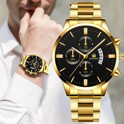 Three Eye Men's Steel Band Watches Business Leisure Calendar Quartz Male Watchs Watche For Fashion Men