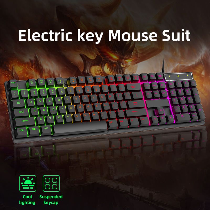 RichRipple Keyboard & Mouse Combos Backlit Gaming Keyboard And Mouse Rubber Russian Wired Keyboard Suitable For Gamers