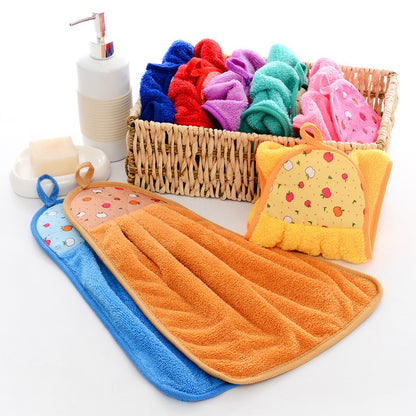3pcs /set Absorbent Cloth Cleaning Cloth Coral Velvet Bathroom Supplies Soft Hand Towel Absorbent Cloth Dishcloths Hanging Cloth