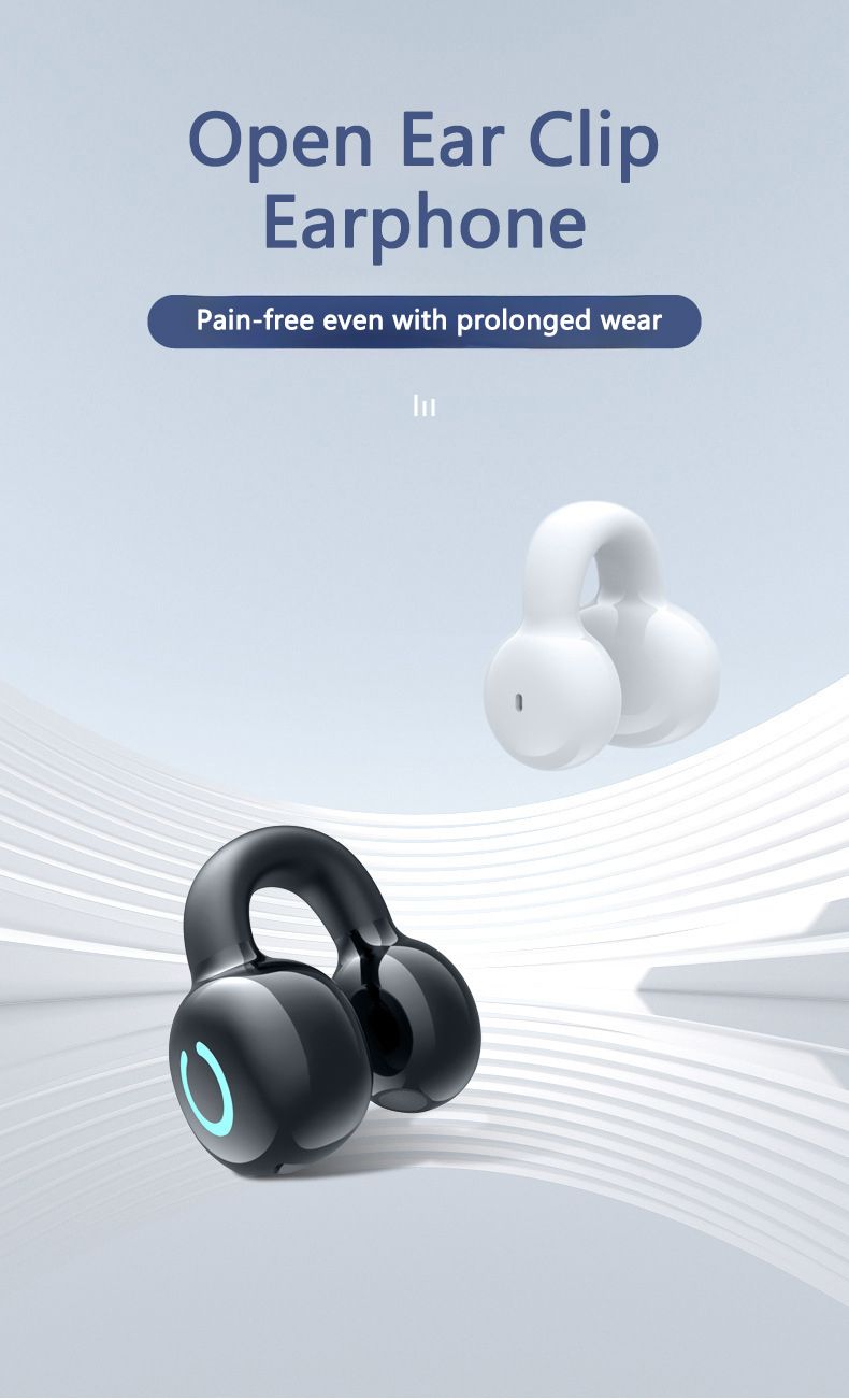 RichRipple Long Standby 4-6H Single-Pack Sports Bluetooth Headset Ear Clip Type Non-In-Ear Stereo Mini Headset Durable Black