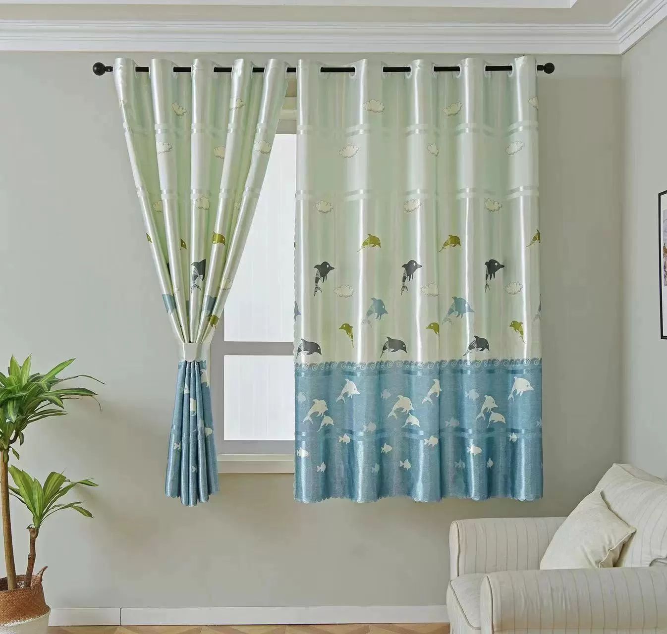 1pcs Curtains for Bedroom Window Blackout, Curtains for Living Room Thermal Insulated Solid Grommet Window Drapes, Privacy Protection Window Curtain Excluding bars and sheers
