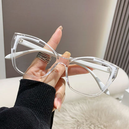 New Lightweight Cat Eye Frame Color Changing Glasses Anti Blue Light Photochromic Flat Mirror Women Brand Eyewear Frames