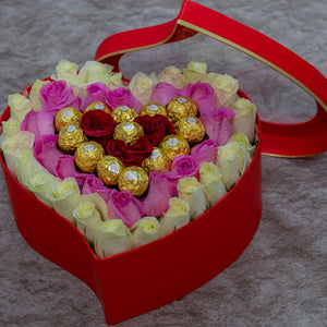 Accomplish Flower Box and Ferrero Rocher Chocolates
