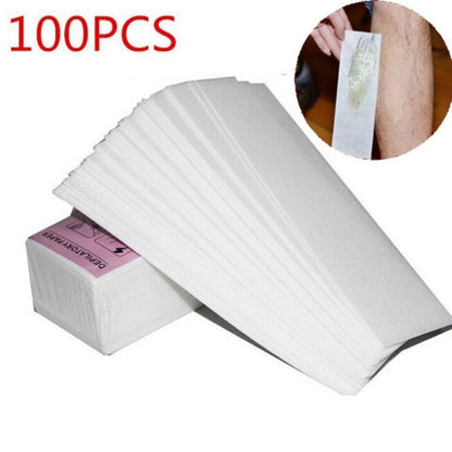 Depilatory Paper,100 Sheet Hair Removal Wax Paper Strips ,Disposable Professional Hair Removal Tool Non-woven Waxing Strips