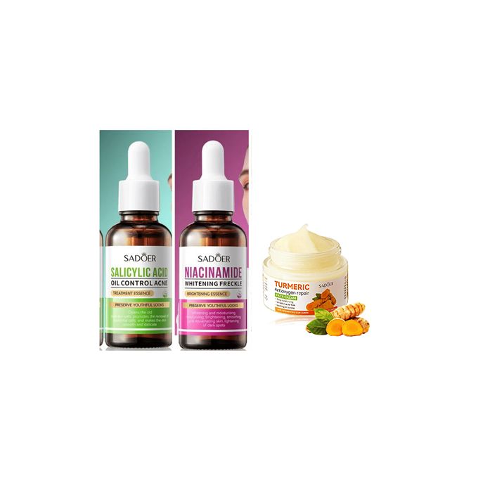 Acne & Dark Spot Remover Set With Salicylic Acid Essence,Turmeric Cream,Niacinamide Serum Pimple Treatment, Oil Control, Brightening Skincare Kit