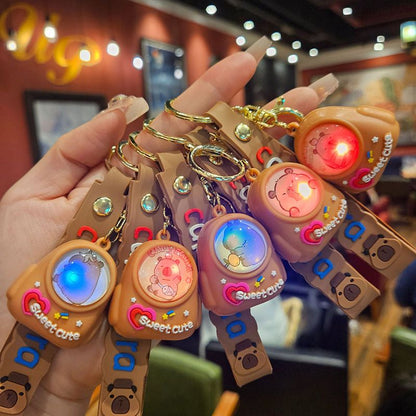 Cartoon Capybara Luminous Schoolbag Night Light Keychain Creative Cute Capybara Keychain Small Gift