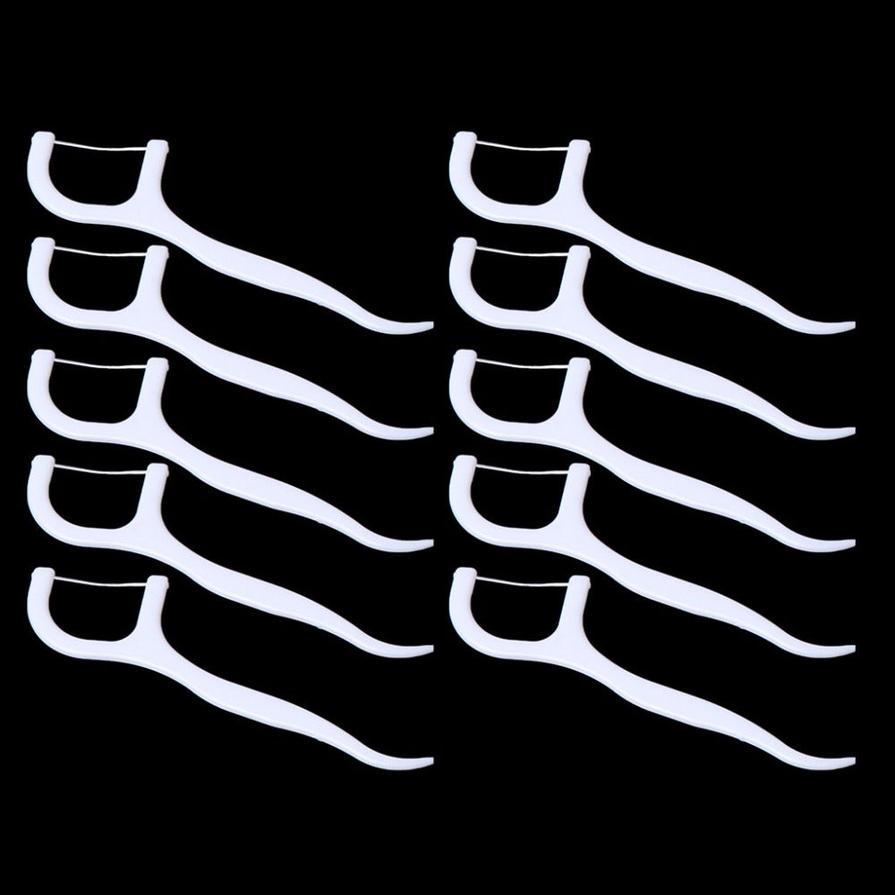 50pcs Dental Floss Flosser Bleaching Picks Toothpicks Teeth Stick Interdental Brush Tooth Cleaning Dental Floss Pick Oral Care White 50 Pieces/pack