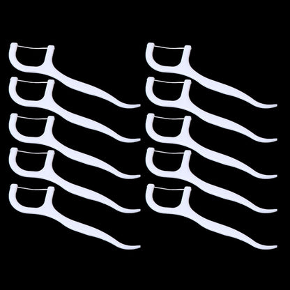 50pcs Dental Floss Flosser Bleaching Picks Toothpicks Teeth Stick Interdental Brush Tooth Cleaning Dental Floss Pick Oral Care White 50 Pieces/pack