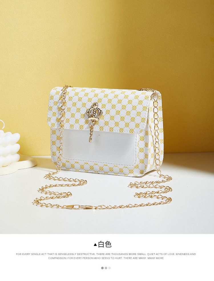Simple chain bag print classic pearl bag flower material small crossbody bags