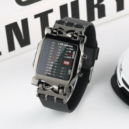 New Watches Multifunctional Popular Square Dial Unisex Binary LED Digital Watches Rubber Band Casual Sport Outdoor Wrist Watch Luminous Smartwatch For Men Women Smart Bracelet Gifts
